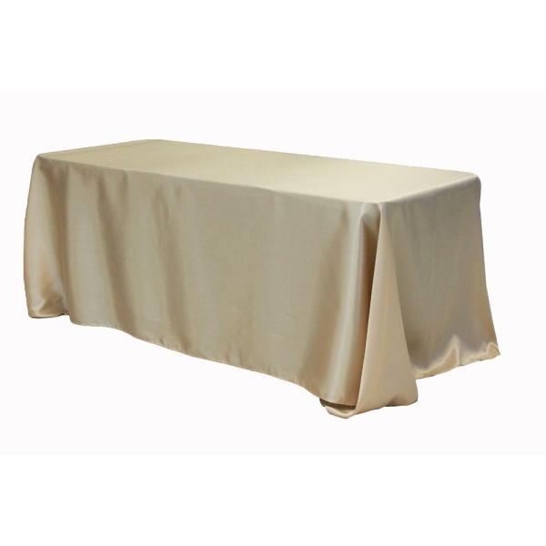 Satin Tablecloths | Sleek Satin Tablecloth 90"X132" Rectangular – Champagne Satin Tablecloths Satin Tablecloths