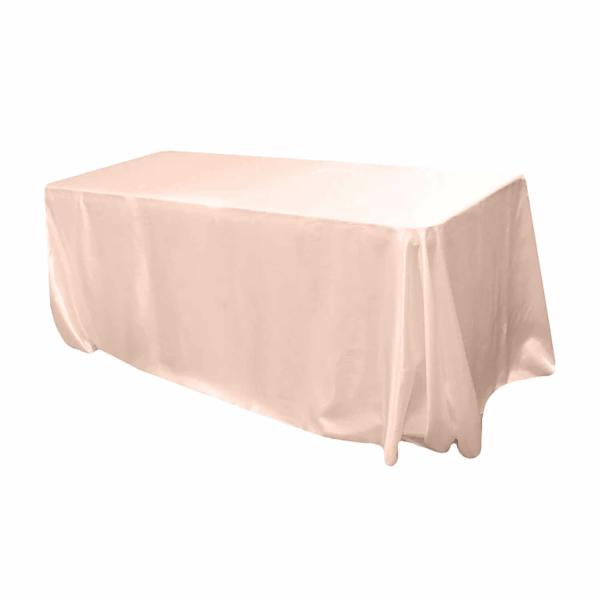 Satin Tablecloths | Sleek Satin Tablecloth 90"X156" Rectangular – Blush/Rose Gold Satin Tablecloths Satin Tablecloths