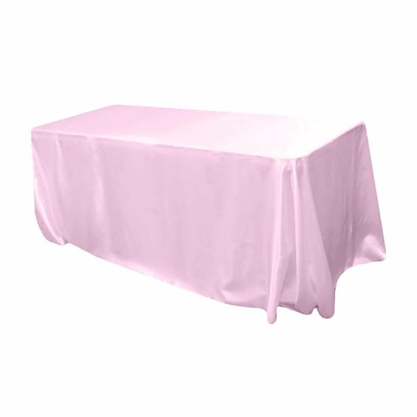 Satin Tablecloths | Sleek Satin Tablecloth 90"X156" Rectangular – Medium Pink Satin Tablecloths Satin Tablecloths