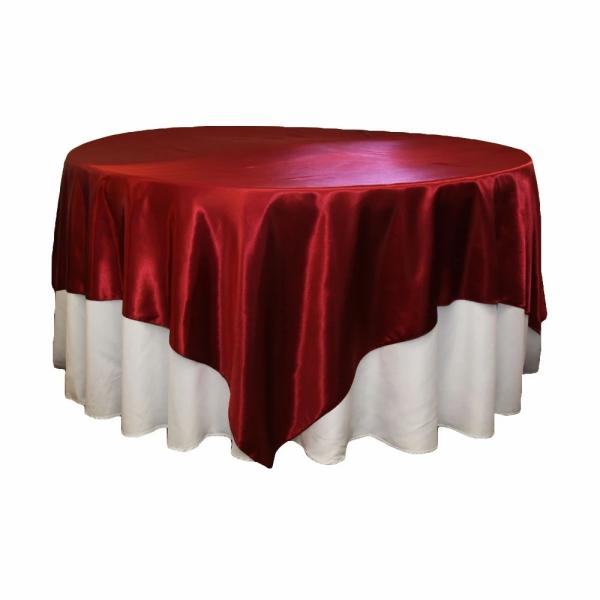 Satin Tablecloths | Sleek Satin Tablecloths 90" Square – Apple Red Satin Tablecloths Satin Tablecloths