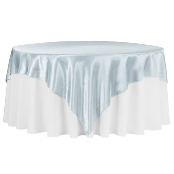 Satin Tablecloths | Sleek Satin Tablecloths 90" Square – Dusty Blue Satin Tablecloths Satin Tablecloths