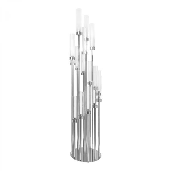 Candelabras | Round Sixteen Arm Cluster Candle Holder 58"- Silver Candelabras Candelabras