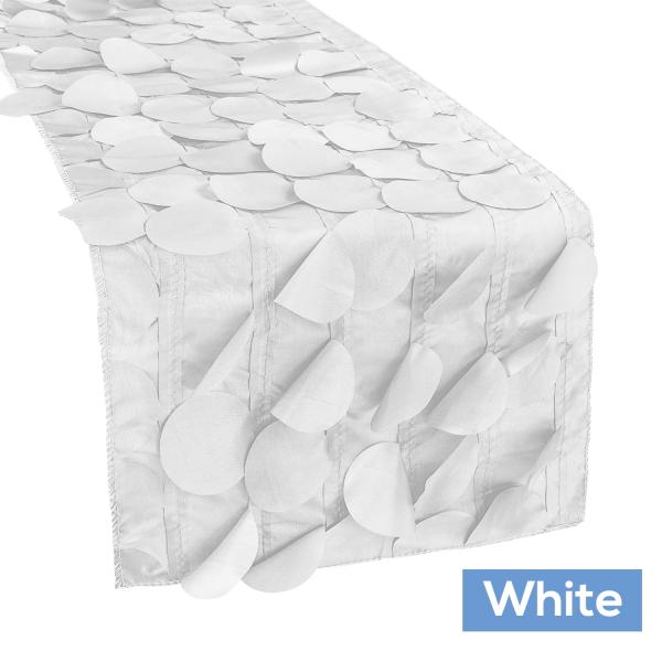 Table Runners | Large Petal Gatsby Circle – Table Runner – 13" X 108 – White Table Linens & Table Skirts Table Runners