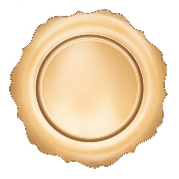 Charger Plates | Plastic Scalloped Charger Plate 13" – 24 Pack – Gold Charger Plates Charger Plates