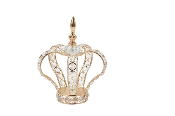 Crystal Centerpieces | 8¾In Crystal Beaded Crown Centerpiece - Gold