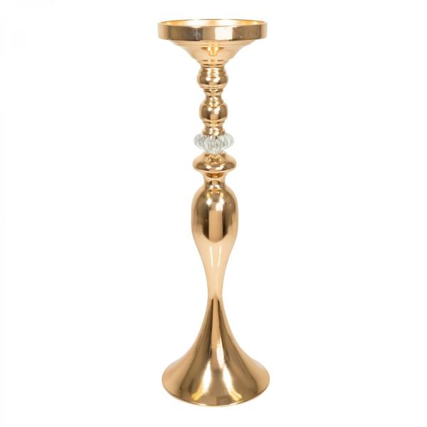 Crystal Centerpieces | Metal Mermaid Floral Stand Riser With Crystal 22½" - Gold