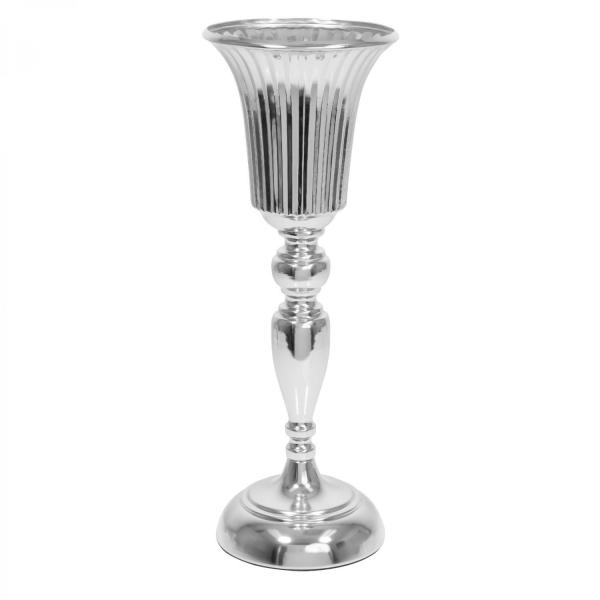 Metal Centerpieces | Metal Trumpet Floral Centerpiece 15¼" - Silver